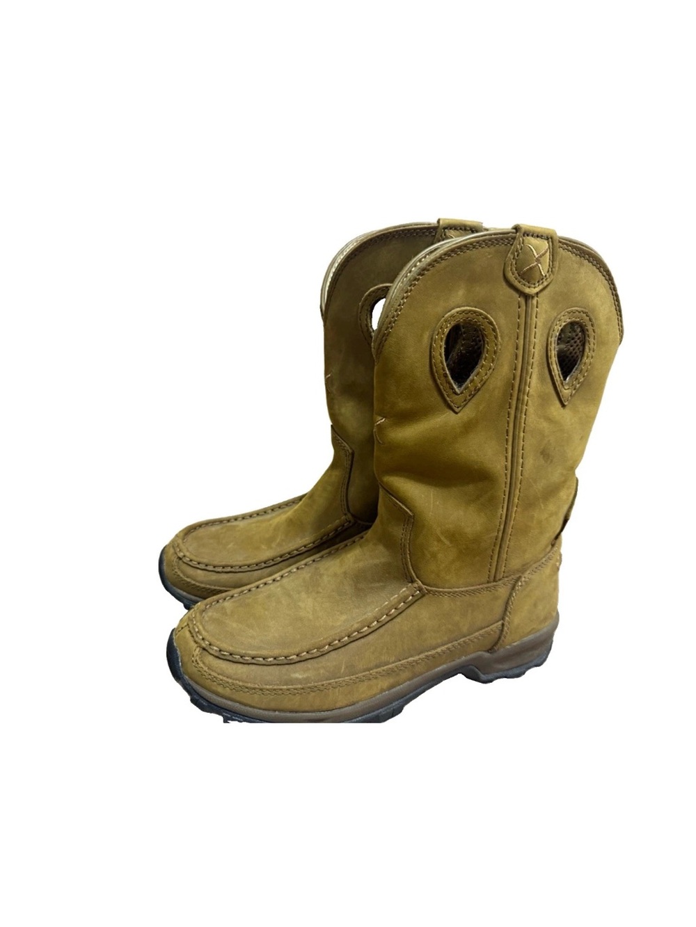 Twisted X Mens Pull On Hiker Boots Distressed Saddle Leather Moc Toe Size 8M